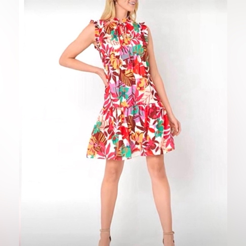Maia Tropical Floral Bright Color Dress resort